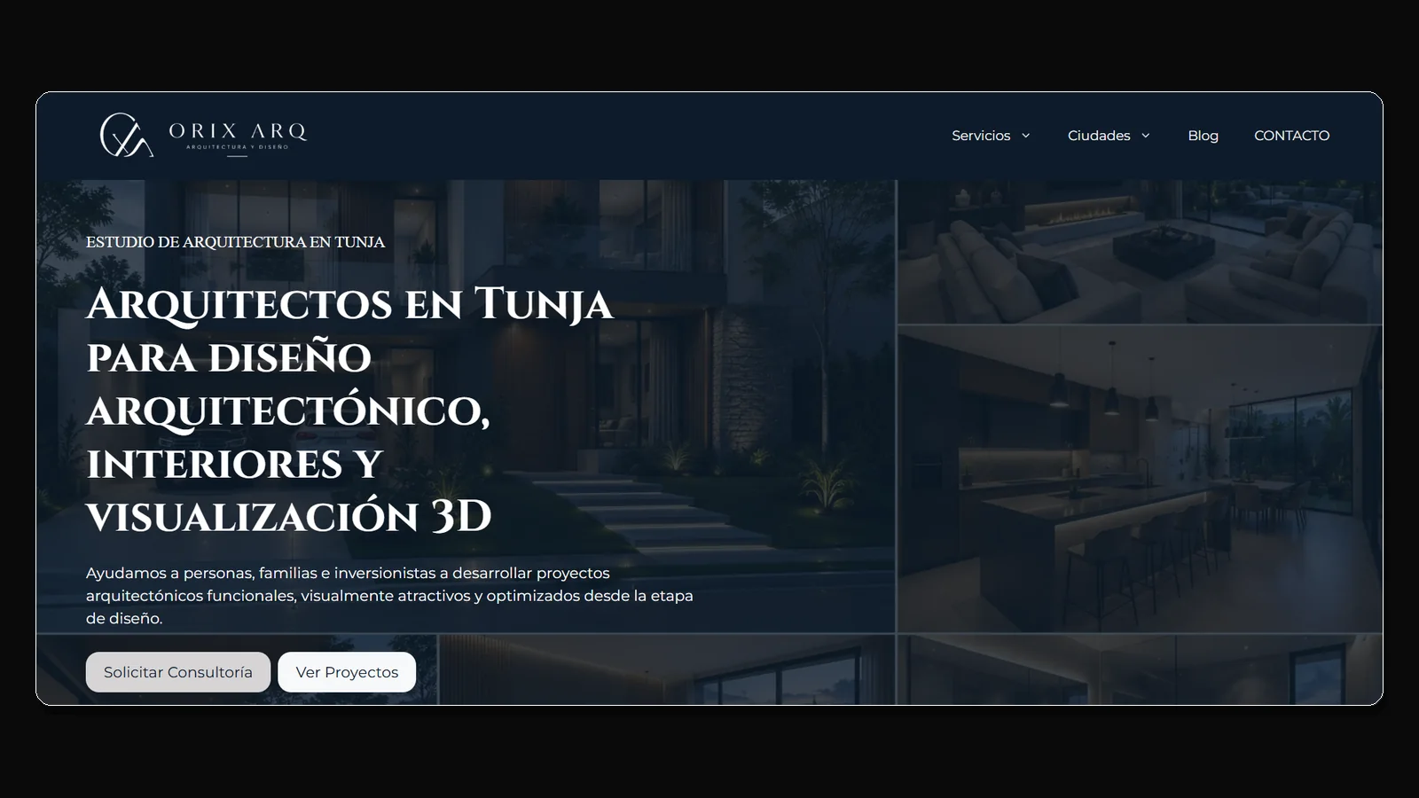 Diseño web para Orix ARQ arquitectura en Tunja